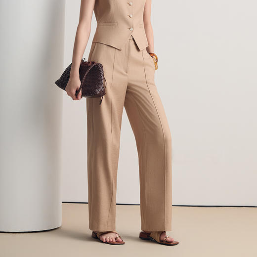 EITIE爱特爱醋纤通勤显瘦阔腿直筒时尚休闲裤2026夏季新款8605303 商品图2