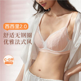 【西西里2.0蕾丝无钢圈】超薄显小不凸点蕾丝三角杯大杯文胸内衣