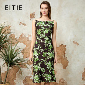 EITIE爱特爱法式气质印花垂坠显瘦吊带连衣裙春新款8107825