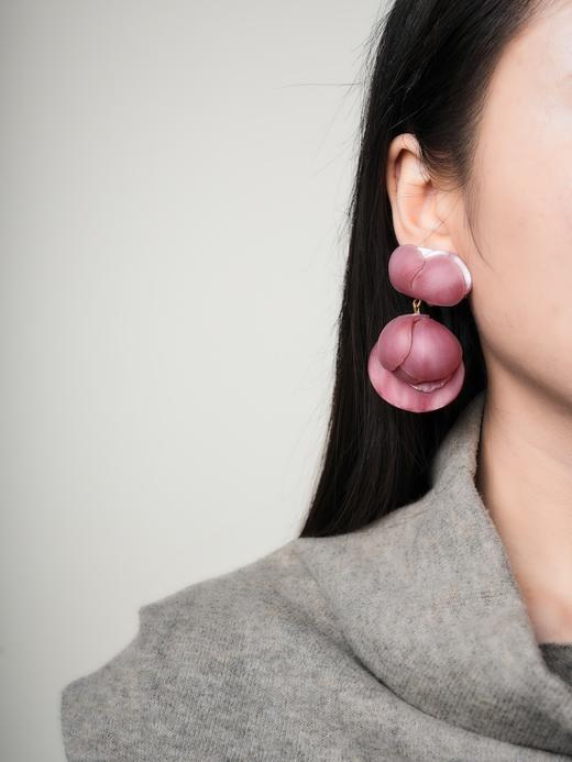北京仓｜Cilea Bijoux-LINDSAY-凌霄花 腮红色 哑光 耳环［法国设计师］ 商品图0