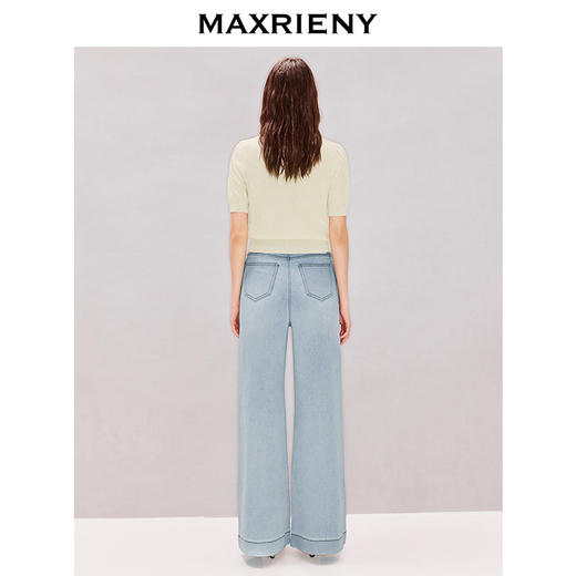 玛克门店发货：MAXRIENY半高领针织衫2026年春季新款钉珠套头毛衣荷叶边短袖上衣(货号:MF80SW007) 商品图2