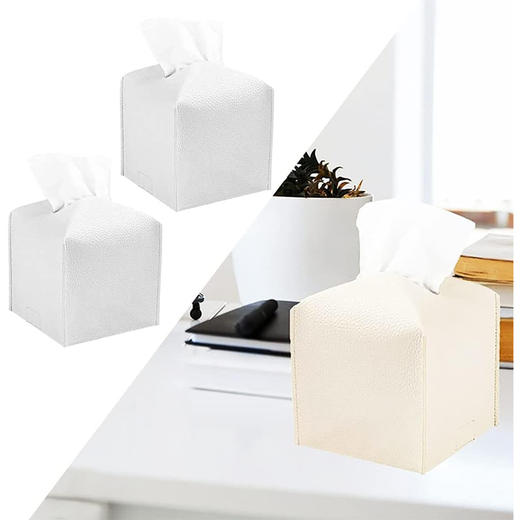 日本 方形纸巾盒套 现代精致装饰PU皮革方块纸巾套 适用于家庭酒店汽车办公室餐厅 商品图3