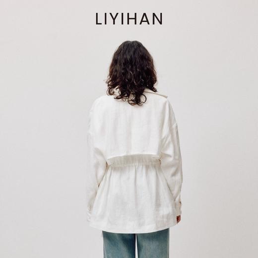 LIYIHAN亘云麻 2026春季新款亚麻短风衣女白色收腰外套设计感小众 商品图4