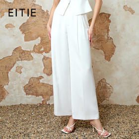 EITIE爱特爱夏季新款时尚利落简约百搭白色高腰显瘦直筒休闲裤8205901