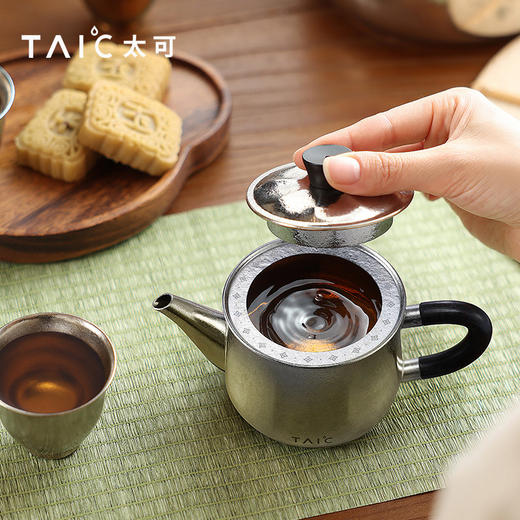 TAIC太可纯钛泡茶壶带过滤功夫茶具家用户外露营旅行钛茶具泡茶器茶韵玉曦流芳泡茶壶套装（星辰灰） 商品图2