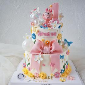 1027CAKE | 双层  周岁 龙宝宝蛋糕 蝴蝶结