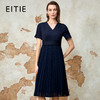 EITIE爱特爱夏季新款法式气质V领收腰显瘦百褶连衣裙8207915 商品缩略图0