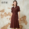EITIE爱特爱精致通勤气质收腰咖色压褶a字衬衫连衣裙春季新款8107824 商品缩略图0