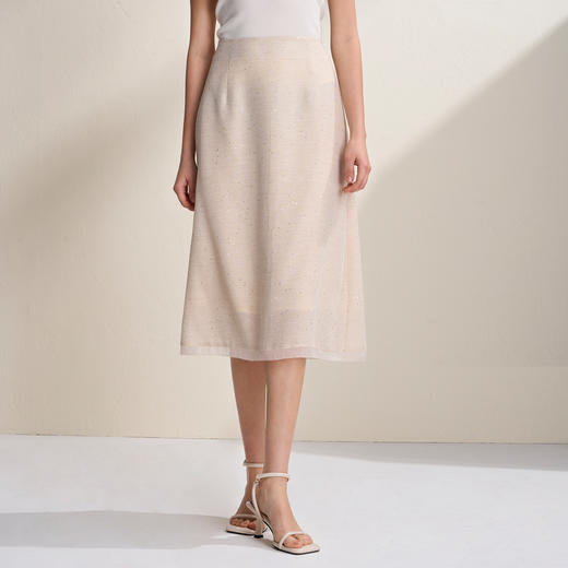 EITIE爱特爱小香风亮片优雅百搭显瘦通勤A字半身裙2026夏季新款B2606214 商品图1