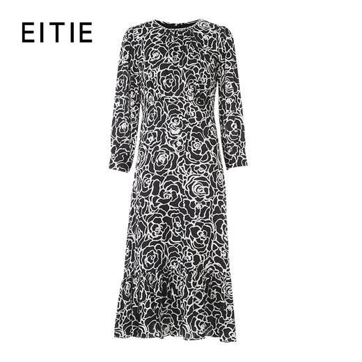 EITIE爱特爱精致法式印花收腰显瘦鱼尾下摆连衣裙2026春季新款8507208 商品图6