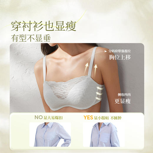 【留白】法式有钢圈蕾丝抹胸大胸显小简约优雅薄款气质文胸内衣送女友 商品图3
