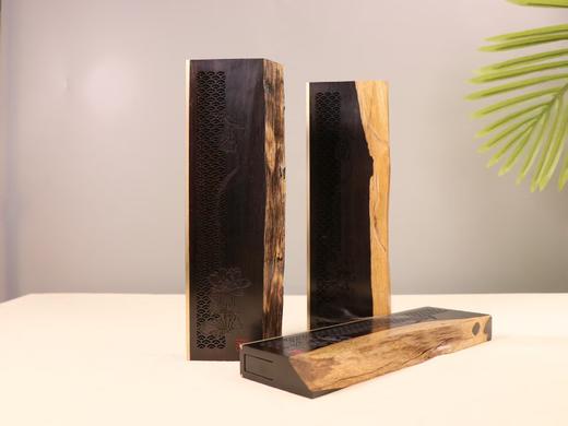 云起荷塘圆木块紫光檀香插 商品图0