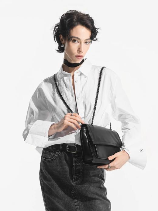 高端品质 INJOYLIFE流浪包小众设计软皮通勤包机车大容量单肩包双链条女包 商品图0