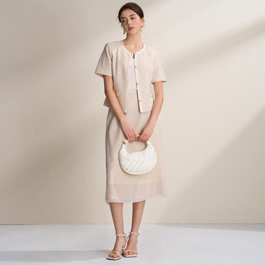 EITIE爱特爱法式小香风亮片金葱短袖精致外套上衣2026夏季新款B2603208 商品图3