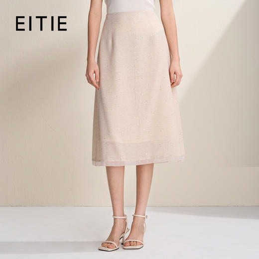 EITIE爱特爱小香风亮片优雅百搭显瘦通勤A字半身裙2026夏季新款B2606214 商品图0