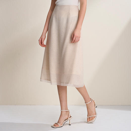 EITIE爱特爱小香风亮片优雅百搭显瘦通勤A字半身裙2026夏季新款B2606214 商品图2