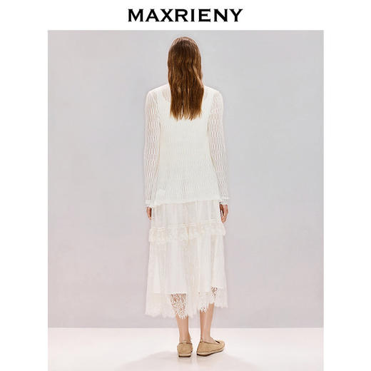 MAXRIENY法式宫廷风半身裙2026年春季新款米白色半裙蕾丝刺绣长裙(货号:MF80SK014) 商品图2