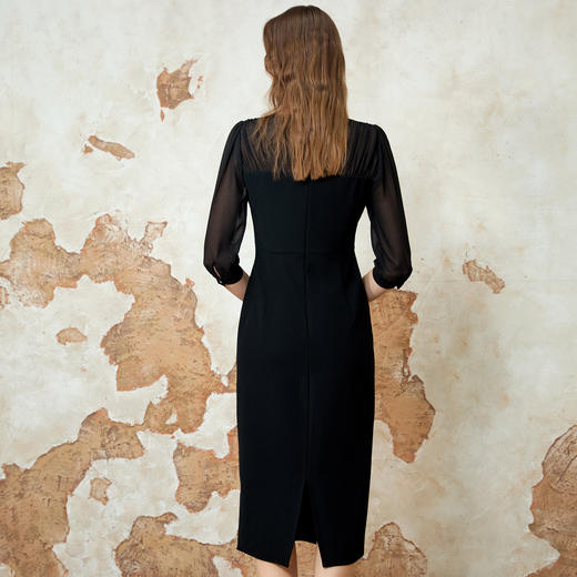 EITIE爱特爱春季新款时尚洋气网纱拼接收腰宴会晚装礼服连衣裙红8107806 商品图4