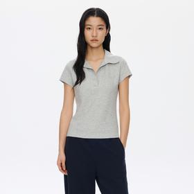 oneup毛巾翻领修身短袖T恤