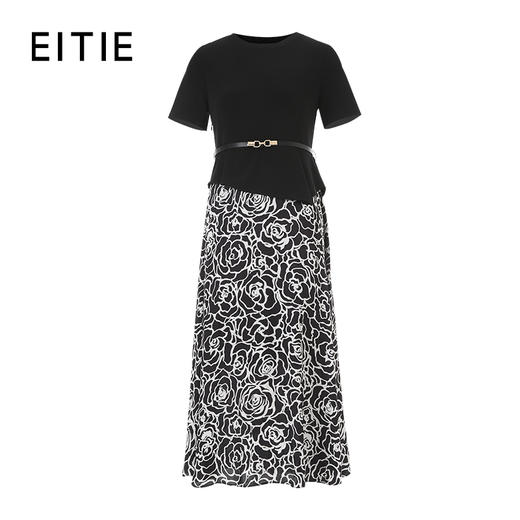 EITIE爱特爱拼接假两件圆领修身显瘦通勤连衣裙2026春新款8507207 商品图6