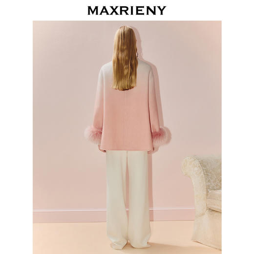 MAXRIENY千金风渐变毛呢外套女25秋款少女感减龄单排扣大衣(货号:MS86CT504) 商品图3