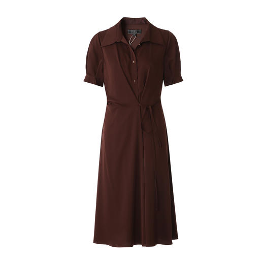 EITIE爱特爱精致通勤气质收腰咖色压褶a字衬衫连衣裙春季新款8107824 商品图5