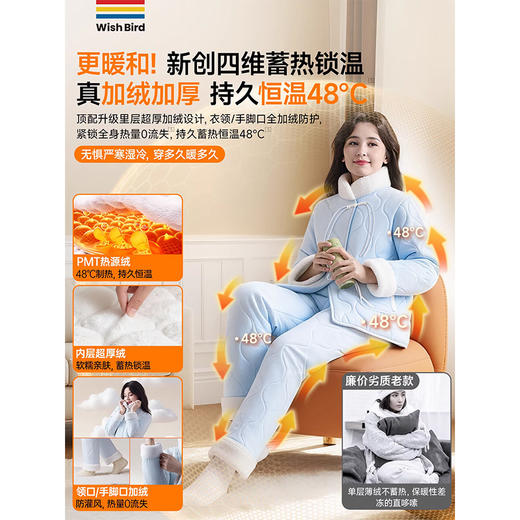 【天猫热销价194元】愿望良品 保暖抗静电夹棉睡衣女 冬季三层加厚加绒棉袄冬款珊瑚绒家居服套装 商品图2