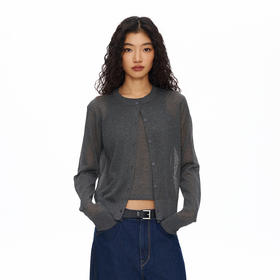 Oneup亚麻背心开衫宽松两件套