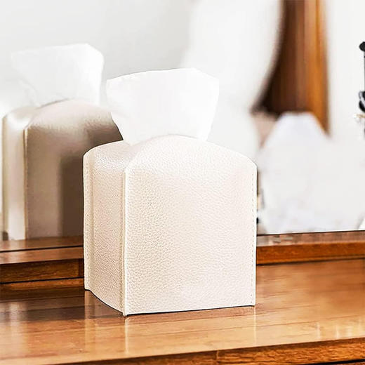 日本 方形纸巾盒套 现代精致装饰PU皮革方块纸巾套 适用于家庭酒店汽车办公室餐厅 商品图2