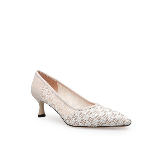 豪麟名鞋迪嘉女鞋皮鞋羊反绒面革+织物DJQYA61WP015杏色 商品图0