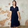 EITIE爱特爱夏季新款法式气质V领收腰显瘦百褶连衣裙8207915 商品缩略图3
