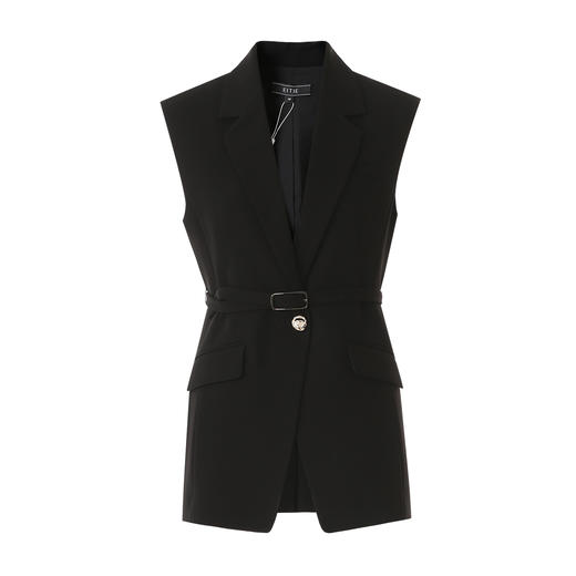 EITIE爱特爱气质通勤翻领百搭黑色无袖马夹西装外套春季新款8103802 商品图5