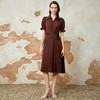 EITIE爱特爱精致通勤气质收腰咖色压褶a字衬衫连衣裙春季新款8107824 商品缩略图1