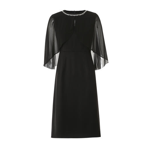 EITIE爱特爱春季新款时尚斗篷网纱显瘦气质黑色连衣裙8107831 商品图5