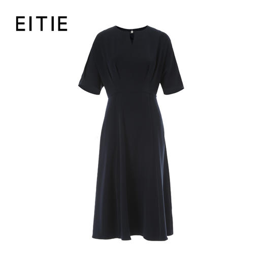 EITIE爱特爱2026春季新款简约水滴领温柔优雅收腰显瘦深蓝色连衣裙8507229 商品图6