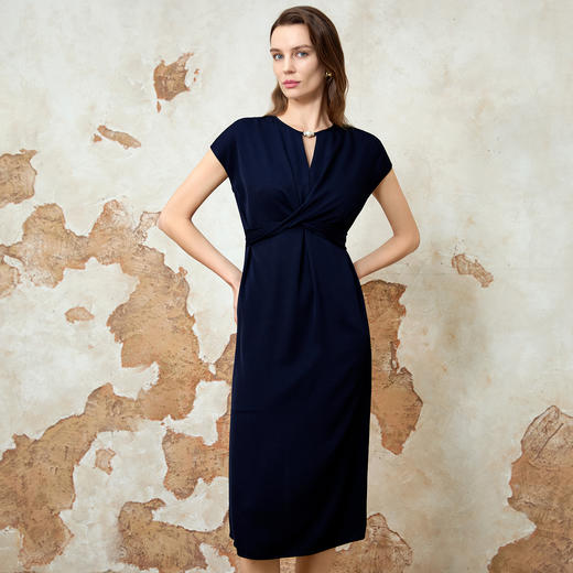 EITIE爱特爱法式优雅气质百搭通勤收腰连衣裙春夏新款8107836 商品图3