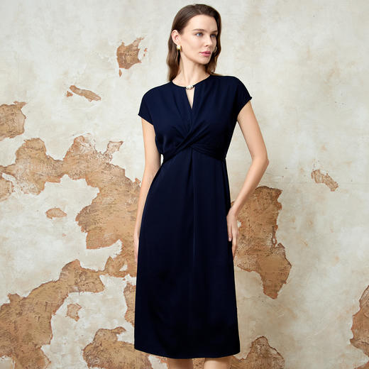 EITIE爱特爱法式优雅气质百搭通勤收腰连衣裙春夏新款8107836 商品图2