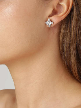 北京仓｜Dyrberg Kern-GIGI-白色水晶 耳钉［丹麦设计师］