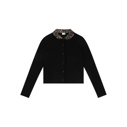 Oneup豹纹娃娃领开衫 商品图5