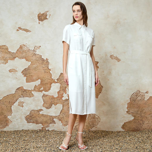 EITIE爱特爱夏季新款法式优雅气质翻领收腰显瘦衬衫连衣裙8207910 商品图1