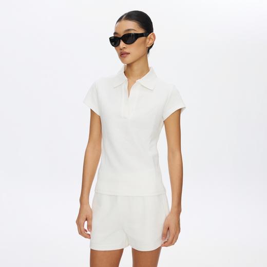 oneup毛巾翻领修身短袖T恤 商品图2