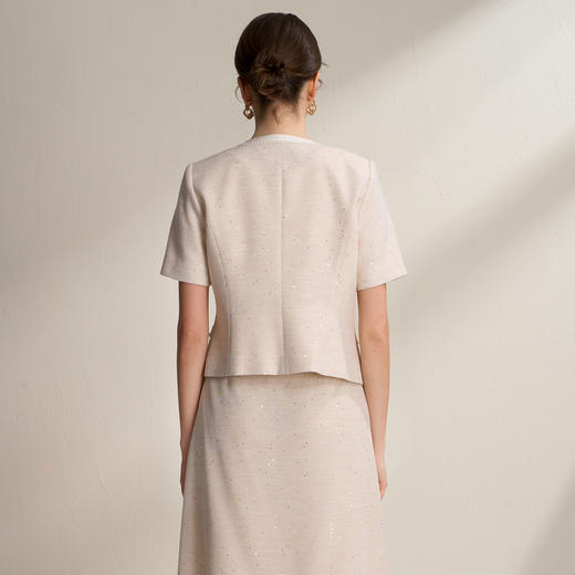 EITIE爱特爱法式小香风亮片金葱短袖精致外套上衣2026夏季新款B2603208 商品图4