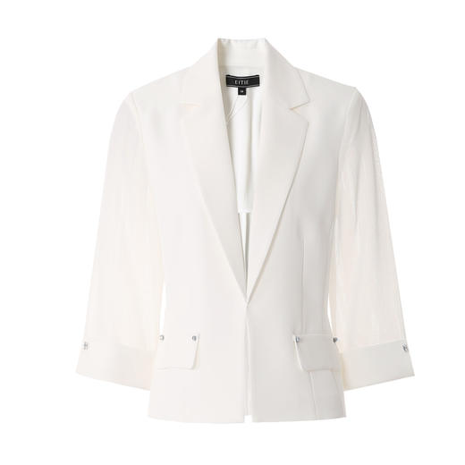 EITIE爱特爱气质收腰短款显瘦百搭七分袖白色西装外套女春季新款8103803 商品图11