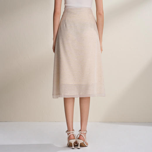 EITIE爱特爱小香风亮片优雅百搭显瘦通勤A字半身裙2026夏季新款B2606214 商品图4