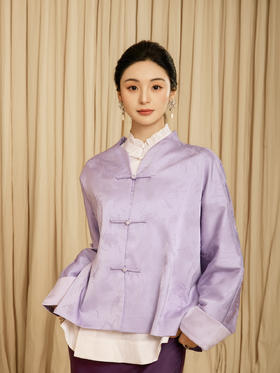 盛唐婧 |金鱼提花一字扣外套-紫色
