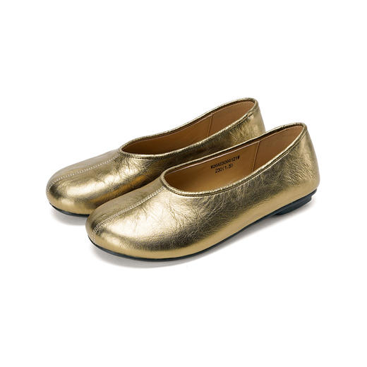 Westory2026年圆头平底奶奶鞋古铜金舒软羊皮单鞋休闲浅口鞋W26AE50941 商品图0