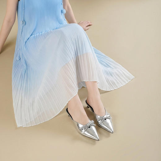 Westory2026年春季牛皮低跟尖头穆勒拖鞋休闲百搭空凉鞋S26AH51221 商品图3