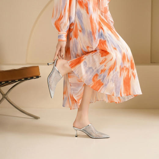 Westory2026年夏季尖头高跟穆勒拖鞋渔网鞋空凉鞋W26AH50971 商品图2