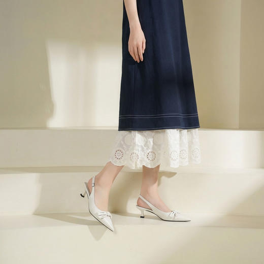 Westory2026年春季尖头牛皮中跟后空鞋通勤百搭空凉鞋S26AH51231 商品图5