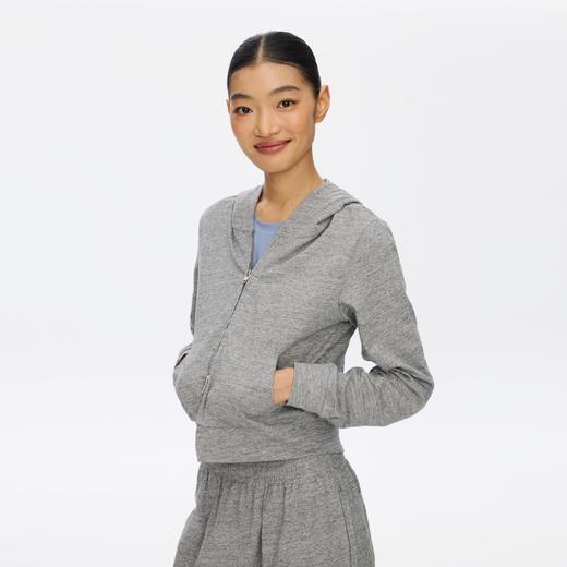 Oneup花纱短款连帽拉链薄卫衣 商品图3